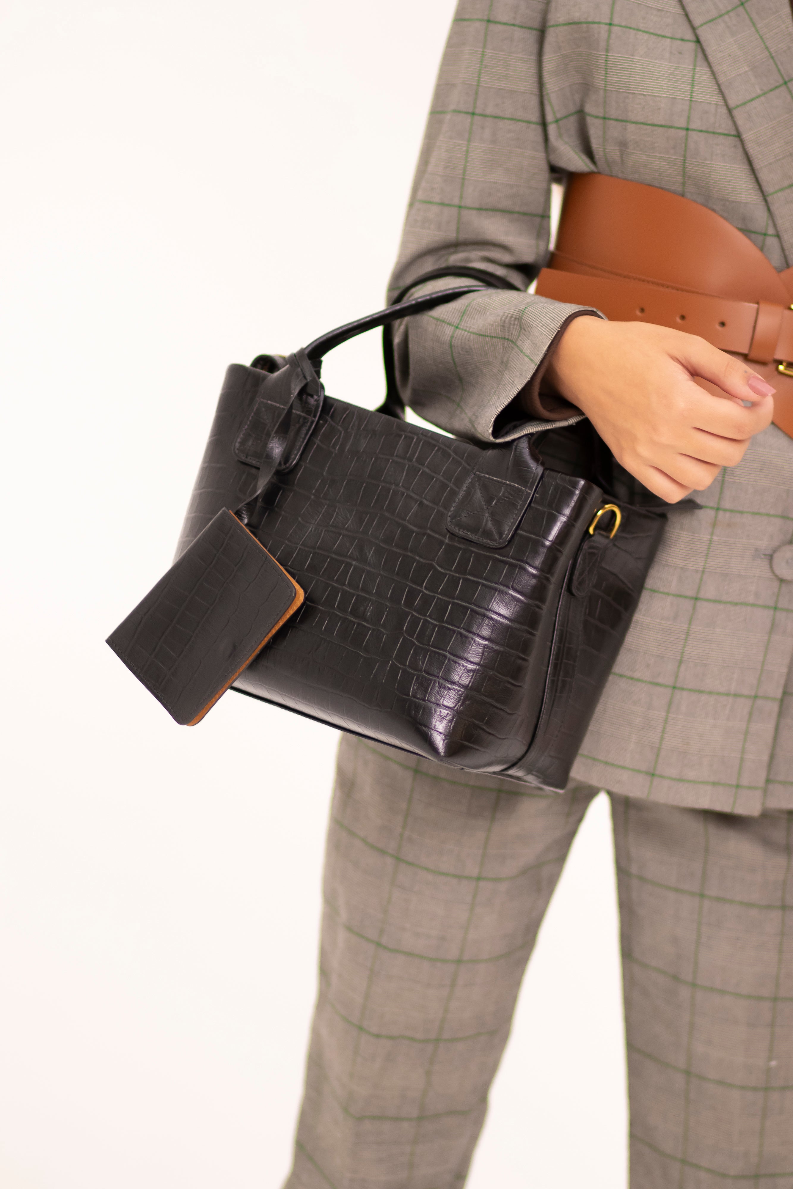 Bolsa Mical Croco Preto