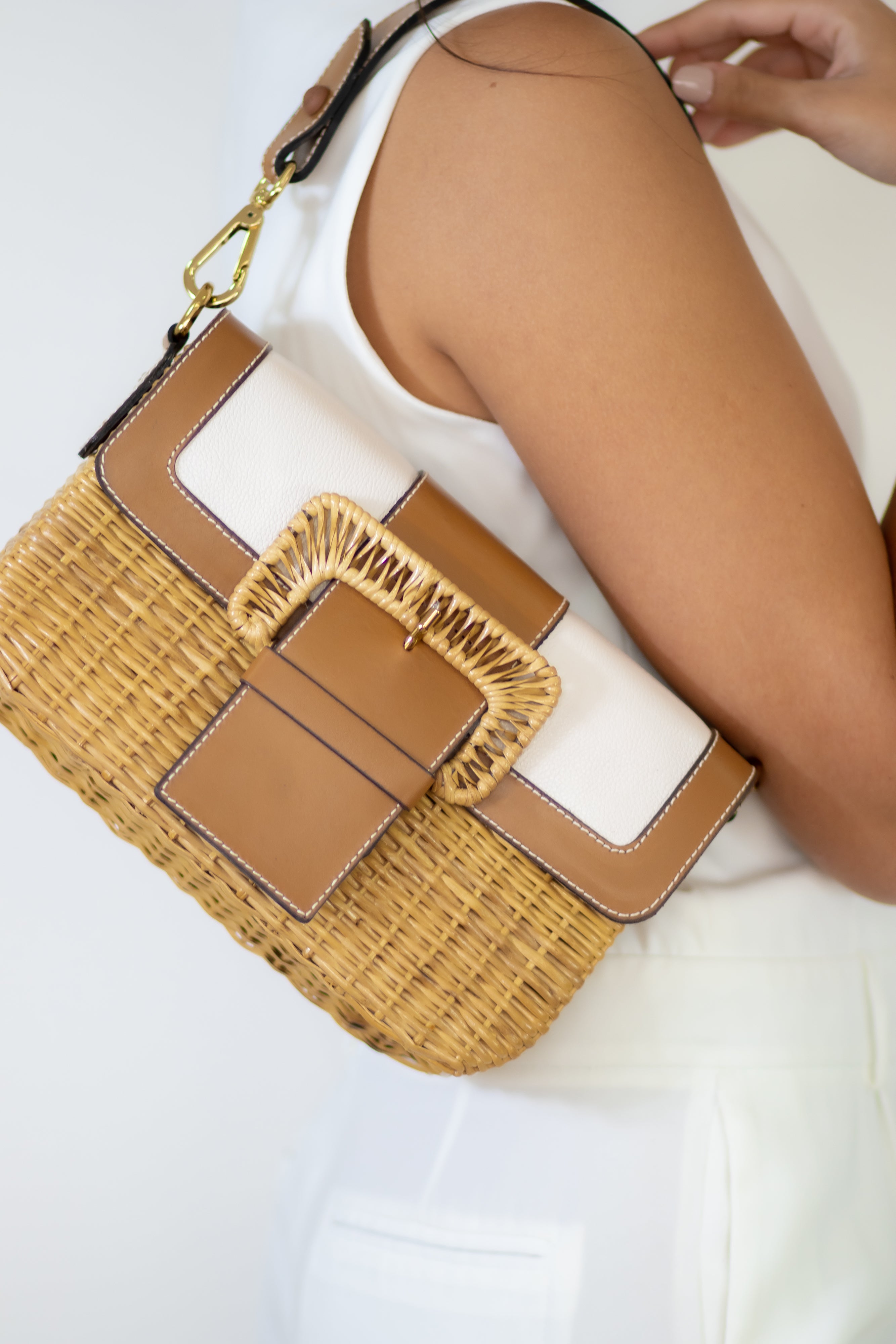 Bolsa Mônaco Branco & Camel
