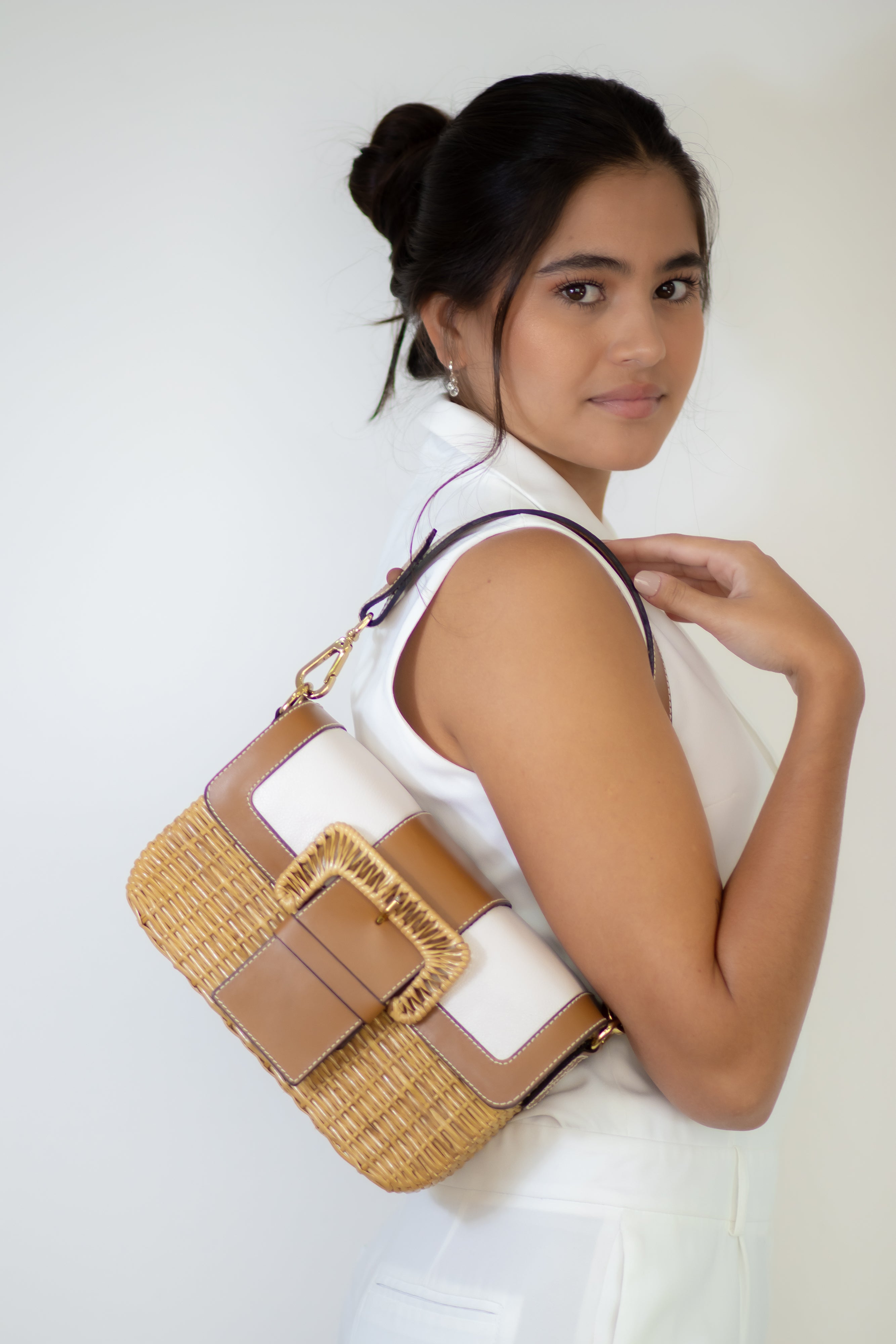Bolsa Mônaco Branco & Camel